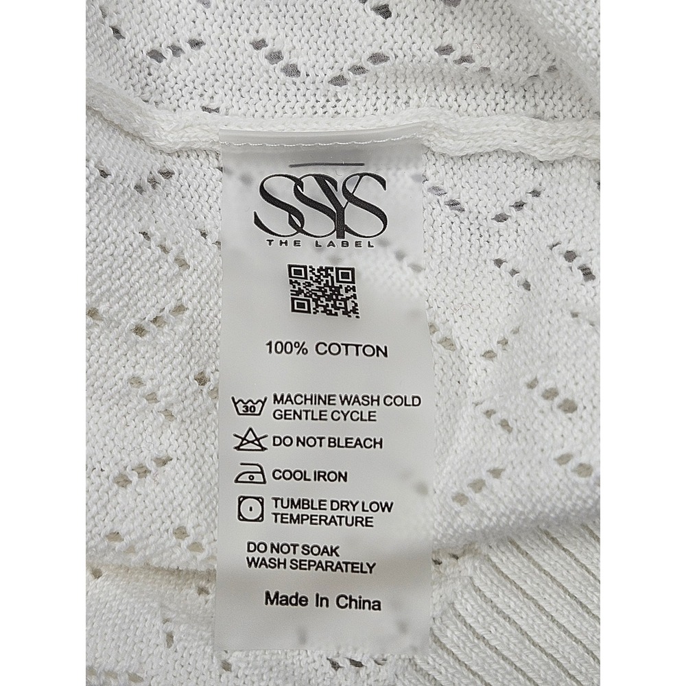 SSYS The Label American Flag Pointelle Sweater Vest White XL Patriotic Cotton - Picture 6 of 6